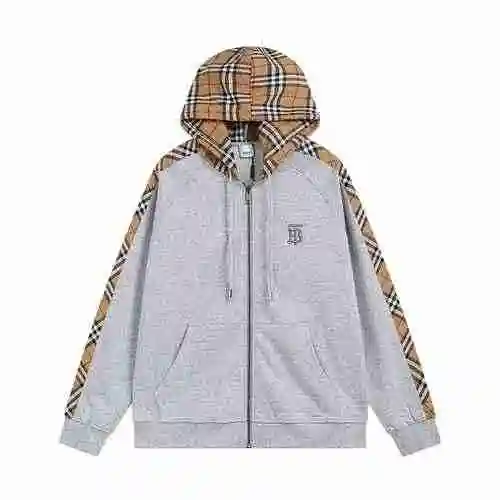 Burberry/Burberry 23Fw Embroidered Small Plaid Panel Zipper Sweater Coat