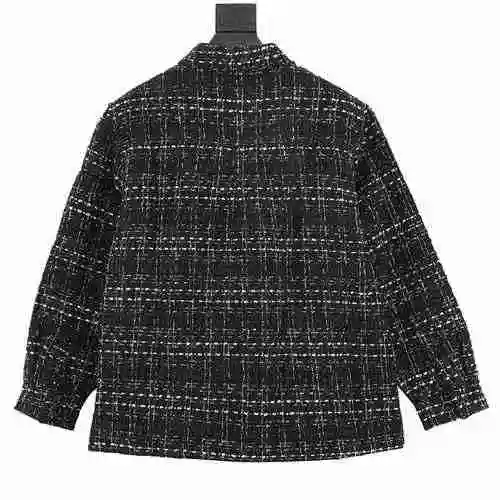 Charlie Luciano CL Small Fragrant Silver Woven Plaid Shirt Coat