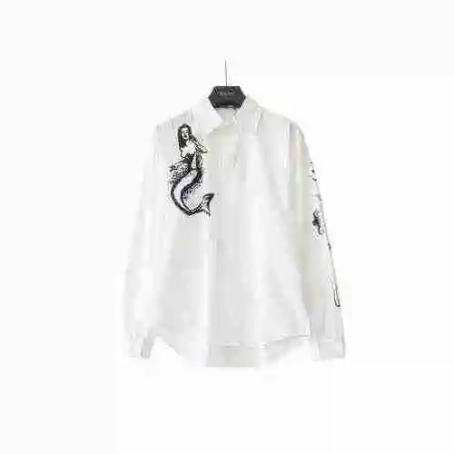 PRADA 2023 Fall Mermaid Logo Long Sleeve Shirt