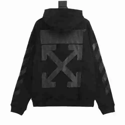 OFF WHITE C/O VIRGIL 23FW Overlapping Black Adhesive Basic Line Printed Hoodie