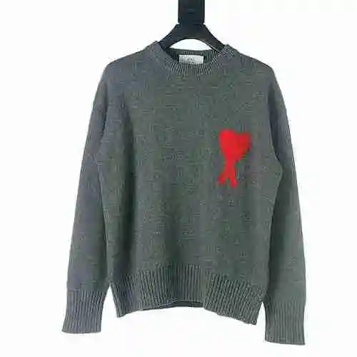 AMI PARIS 21FW Heart Embroidered Round Neck Sweater