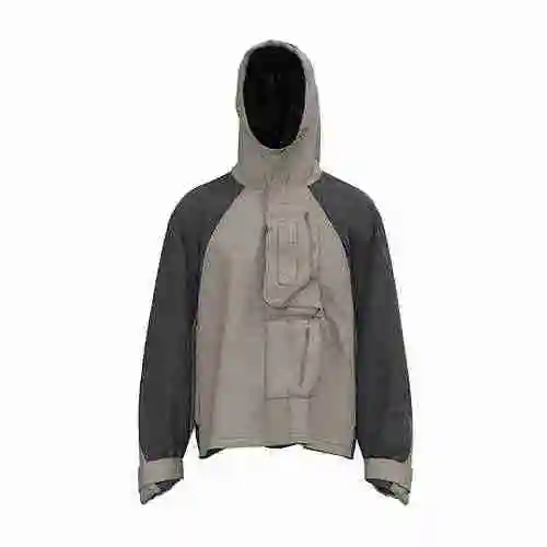 Undermycar Colorblock Multi Pocket Zipper Hooded Charge Coat Waterproof Functional Style Jacket Coat