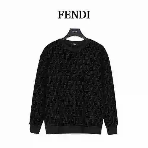 Fendi/Fendi 23FW AOP Dark Print Double F Bead Flocking Round Neck Sweater