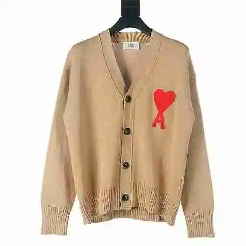AMI PARIS 21FW Heart Embroidered Sweater Cardigan