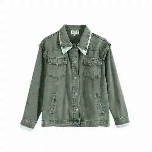 Maison Margiela/MM6 Margiela 23ss Polo Collar Spliced Fake Two Piece Denim Coat