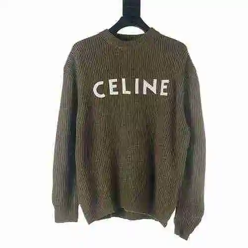 Celine Celine/CE Embroidered Chest Letter Round Neck Sweater