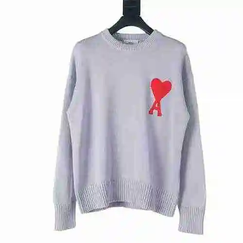 AMI PARIS 21FW Heart Embroidered Round Neck Sweater