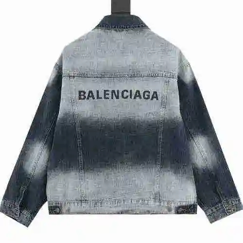 Blcg embroidered gradient denim jacket with letters on the back