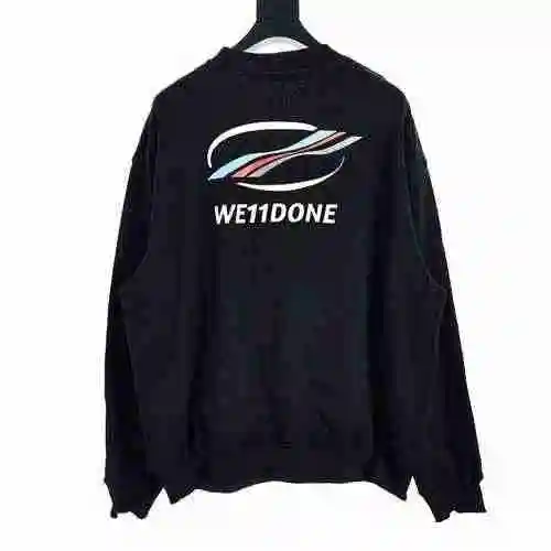 We11done Colorful Stripe Wave Print Round Neck Sweater