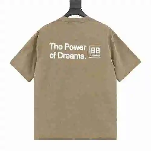 Blcg 2023 Autumn/Winter New Heavy Industry Wash Box Double B Vintage Print Short Sleeve