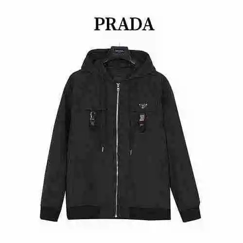 Prada/Prada 23Fw metal buckle functional hooded jacket jacket jacket