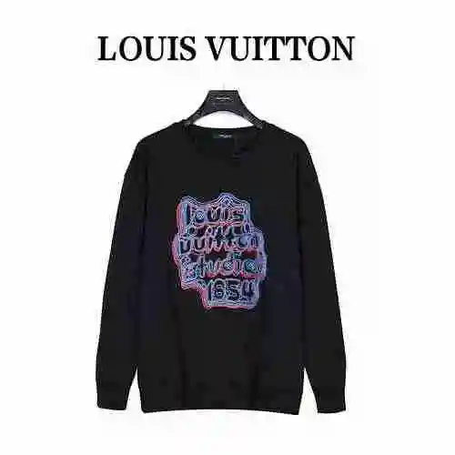 Louis Vuitton/Louis Vuitton 23ss geometric style embroidered cotton round neck sweater