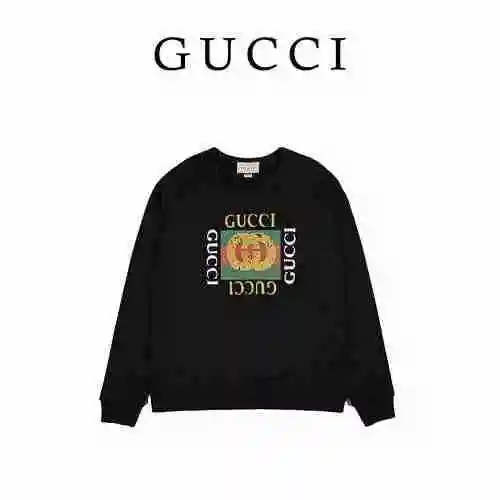 Gucci Classic Distressed Square Logo Letter Printed Round Neck Sweater
