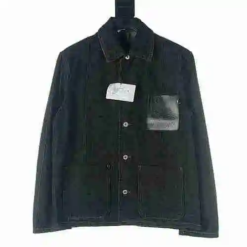 LOEWE LOE 23FW Leather Pocket Denim Work Coat
