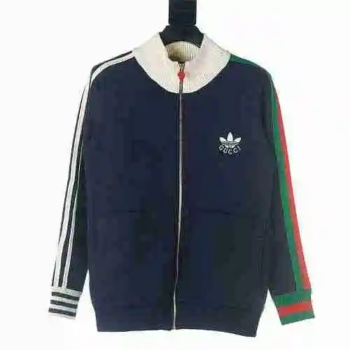 Gucci/Gucci GUC X Adidas/Adidas AD Co branded Clover Red Green Ribbon Knitted Coat