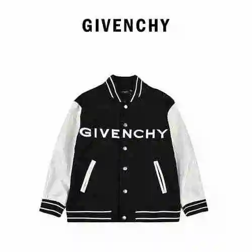 Givenchy/Givenchy Classic Embroidery Letters Leather Sleeve Panel Wool Bomber Jacket