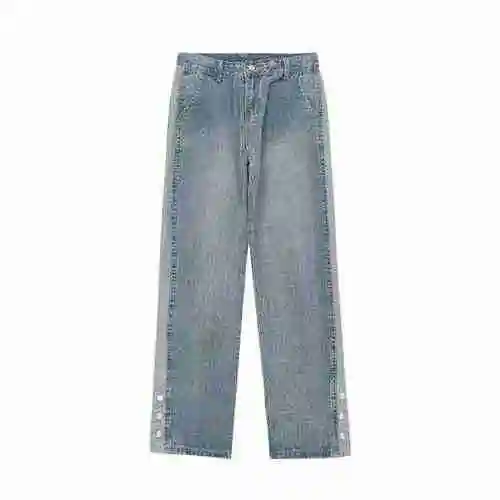 Maison Margiela/MM6 classic denim blue breasted washed distressed patchwork jeans