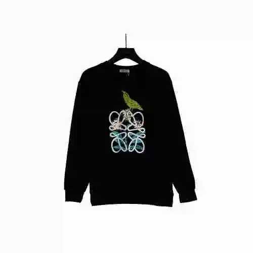 Loewe/Loewe's new classic embroidered logo on the chest, round neck, long sleeved men's and women's 
