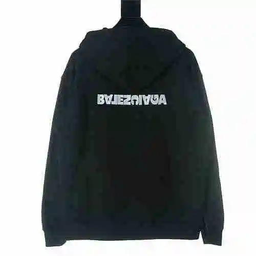 BALENCIAGA/Balenciaga Letter Embroidered Zipper Hooded Coat BLCG Reversal