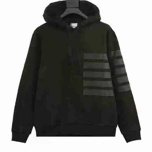 BBR 22FW striped letter embossed leather logo hoodie