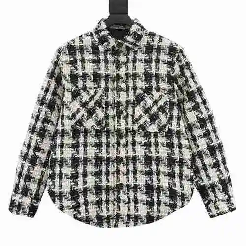 Charlie Luciano CL Small Fragrant Silver Woven Plaid Shirt Coat