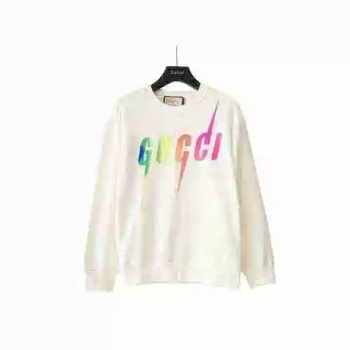 GUCCI/Gucci 2023SS Autumn/Winter New Gradient Lightning Letter Logo Round Neck Sweater
