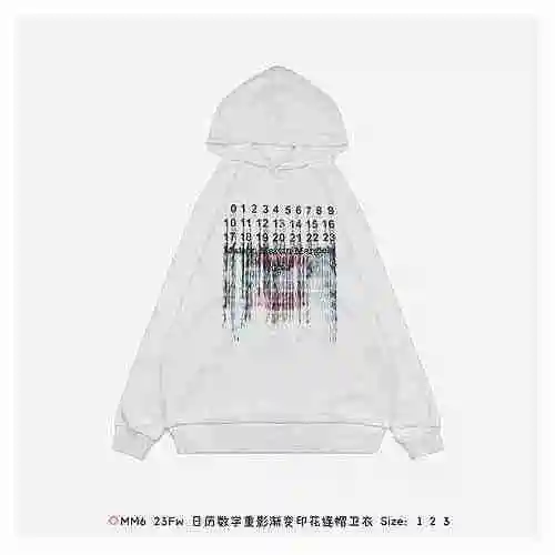◇ MM6 23Fw Calendar Digital Ghost Gradient Printed Hoodie