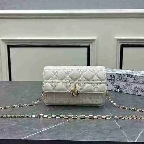 DIOR Bolso con cadena Dior hecho de material de lona importado, bolsa de regalo con entrega de alta 