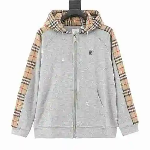 BBR plaid sleeved long sleeved hooded jacket