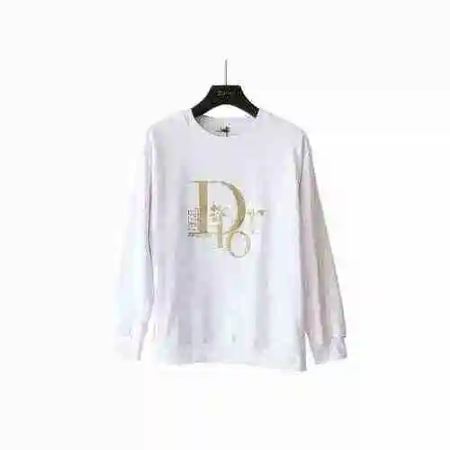 Dior-23 New Chest Gold and Silver Thread Embroidery Men's and Women's Round Neck Hoop Sweater