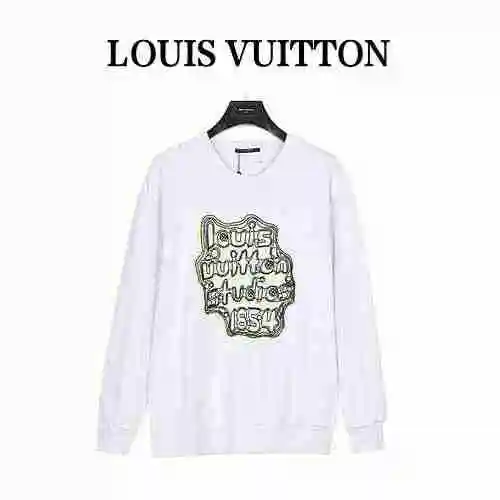 Louis Vuitton/Louis Vuitton 23ss geometric style embroidered cotton round neck sweater