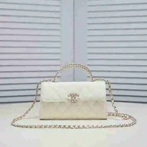 Chanel Bolso bandolera con cadena Chanel hecho de material de lona importado, bolsa de regalo con en