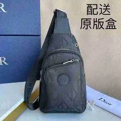Bolso de pecho exclusivo para hombre DIOR hecho de material de lona importado, bolsa de regalo con e