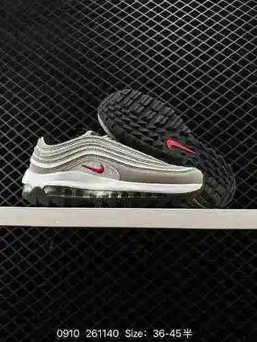 2 nivel de empresa Nike Air Max 97" Aurora Verde" El par de zapatos completo reflectante N