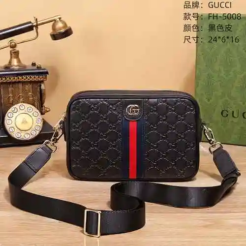Bolso bandolera exclusivo para hombre de GUCCI hecho de material de lona importado, bolsa de regalo 