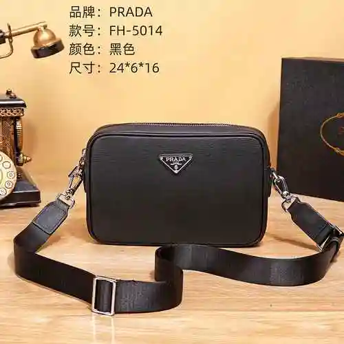 Bolso bandolera exclusivo para hombre de PRADA hecho de material de lona importado, bolsa de regalo 
