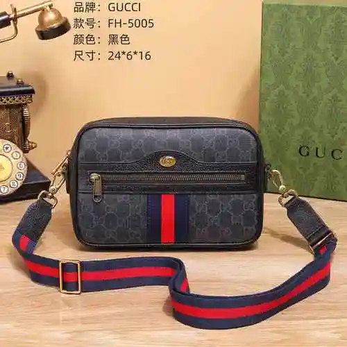 Bolso bandolera exclusivo para hombre de GUCCI hecho de material de lona importado, bolsa de regalo 
