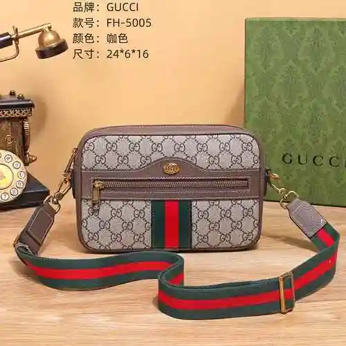 Bolso bandolera exclusivo para hombre de GUCCI hecho de material de lona importado, bolsa de regalo 