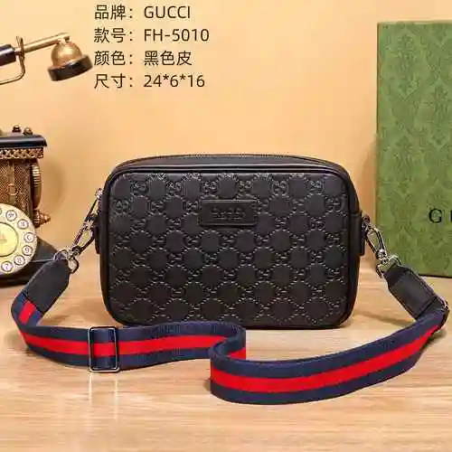 Bolso bandolera exclusivo para hombre GUCCI hecho de material de lona importado, bolsa de regalo con