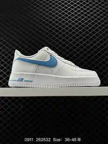 6 pequeños libros rojos Grado de empresa popular Nike Air Force Low '7 Blanco Azul Doble gancho Air 