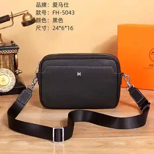 H Hermès Bolso bandolera exclusivo para hombre hecho de material de lona importado, bolsa de regalo 