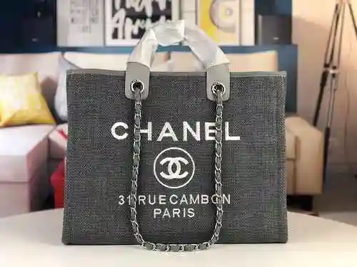 Bolso de compras de mano Chan Chanel hecho de material de lona importado, bolsa de regalo de entrega