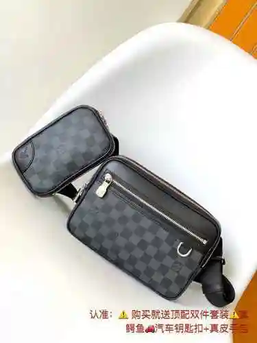 Bolso cruzado exclusivo para hombre LV hecho de material de lona importado, bolsa de regalo de entre
