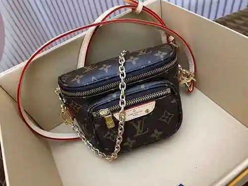 Riñonera con cadena LV hecha de material de lona importado, bolsa de regalo de entrega de alta calid