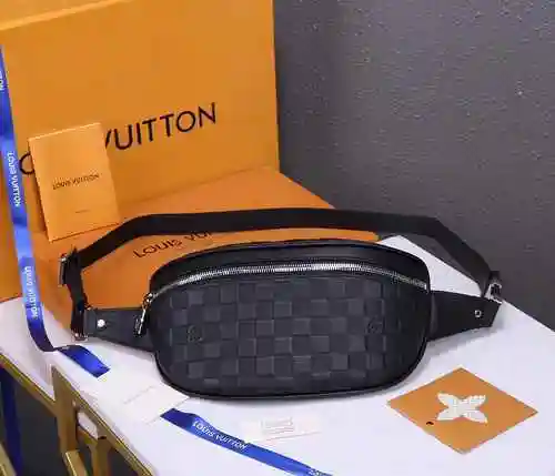 Riñonera exclusiva para hombre LV hecha de material de lona importado, bolsa de regalo de entrega de