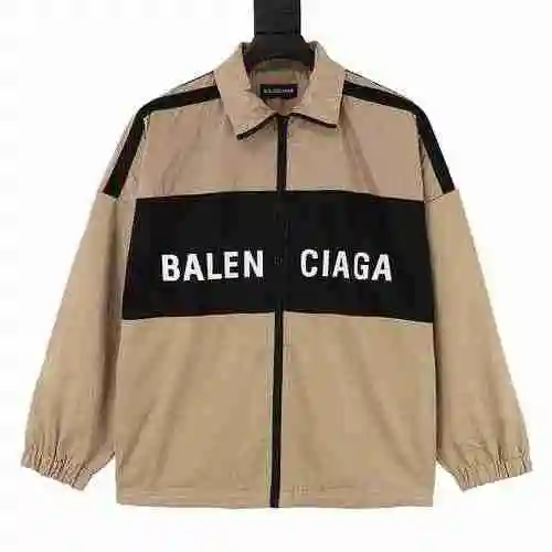 Blcg Color Block Letter Print Jacket Charge Coat