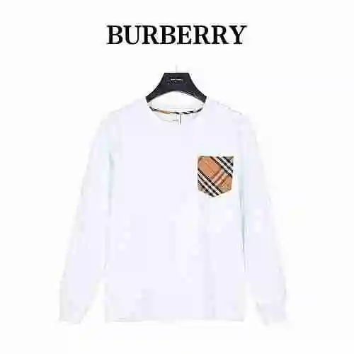 BBR Burberry Classic Sleeve Panel Pocket Plaid Couple Round Neck Sweater
