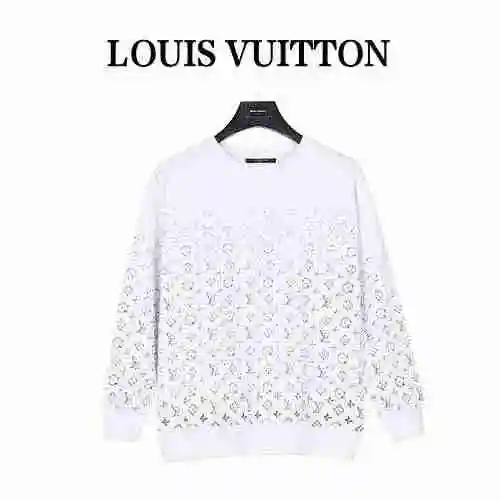 LV/Louis Vuitton 23Fw AOP Old Flower Gradient Round Neck Sweater