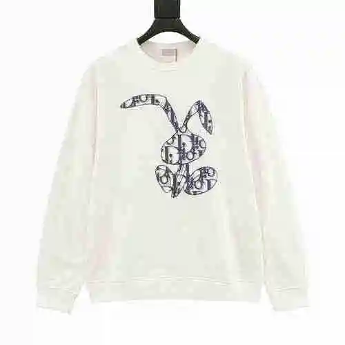 CD Rabbit Print Round Neck Sweater