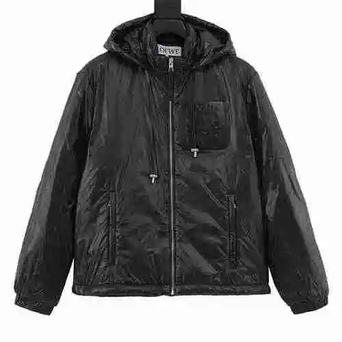 LOE * WE LOEW 23FW Leather Pocket Nylon Parka Hooded Coat